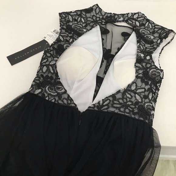 Aidan Mattox Silk-trim Gown Women's Black - Picture 6 of 8